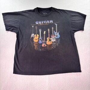 Guitar Master Graphic T-Shirt Vintage Faded Band Style XXL Black Rock Music
